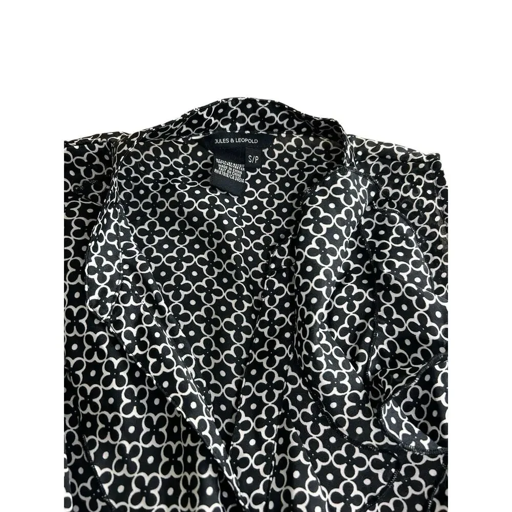 Jules & Leopold Black White Floral Blouse Sz S V-Neck Sleeveless Top Ruffle - Picture 2 of 6